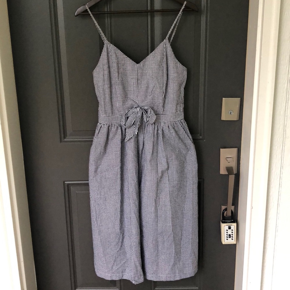 Gingham dress, midi length, spaghetti strap